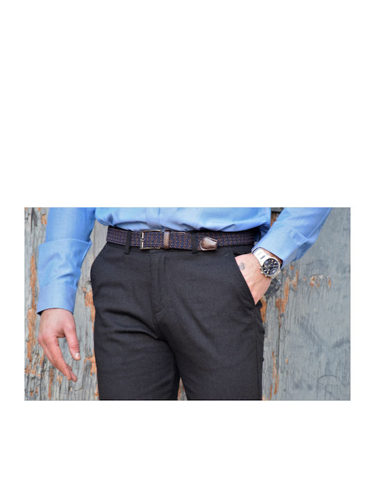 Pantaloni chinos pentru bărbați, companie grecească, cu curea, culoare neagră (cod PAD181)