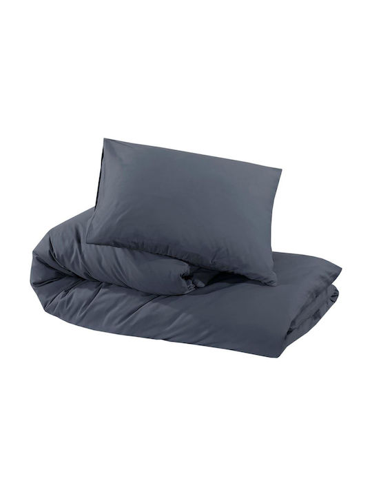 vidaXL Duvet Cover Set Cotton Double with 2 Pillowcases 200x200 Charcoal