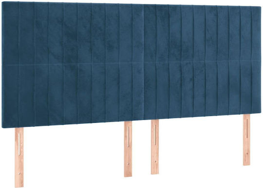 Bed King Size Upholstered with Fabric Dark Blue with Slats & Mattress 200x200cm