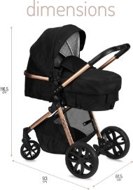 Momi Limuru Adjustable 2 in 1 Baby Stroller Suitable for Newborn Black 8.5kg