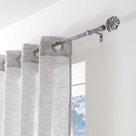 Douceur d'Intérieur Extendable Metallic Curtain Pole Tropical Single Φ19mm 120-210cm Silver Douceur d'Intérieur Extendable Metallic Curtain Pole Tropical Single Φ19mm 120-210cm Silver