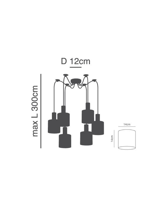 Home Lighting Μοντέρνο Κρεμαστό Φωτιστικό Πολύφωτο Καμπάνα για 6 Λαμπτήρες E27 Πολύχρωμο