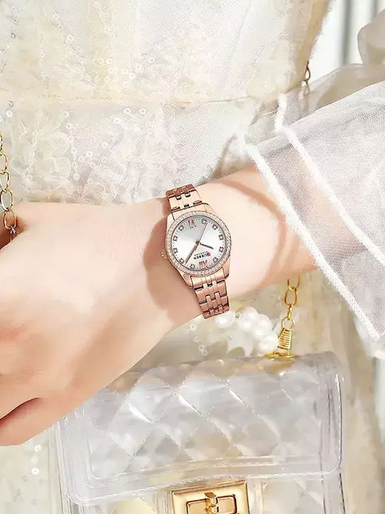 Curren Women's Watch with Pink Gold Metal Bracelet