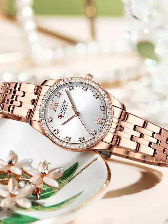 Curren Women's Watch with Pink Gold Metal Bracelet