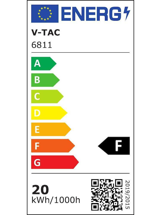 V-TAC Wandmontierte Außen-Deckenleuchte LED IP65 20W mit Natürliches Weiß Licht 31.9x11.4x17εκ.