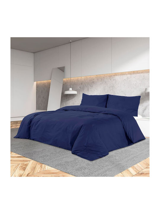 vidaXL Set cuvertură de pat Dublă cu 2 fețe de pernă 200x200 Navy Blue