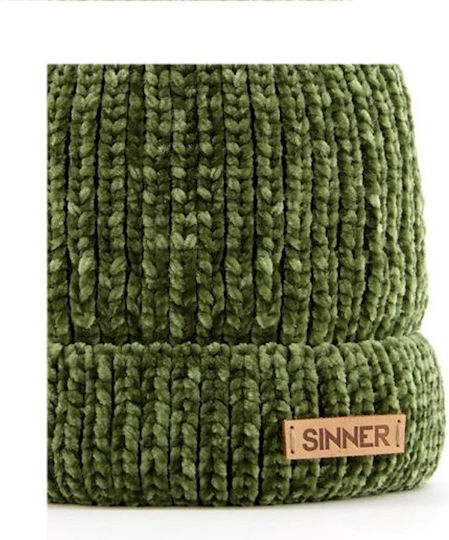 Connor Pom Pom Beanie Unisex Beanie mit Rippstrick in Grün Farbe
