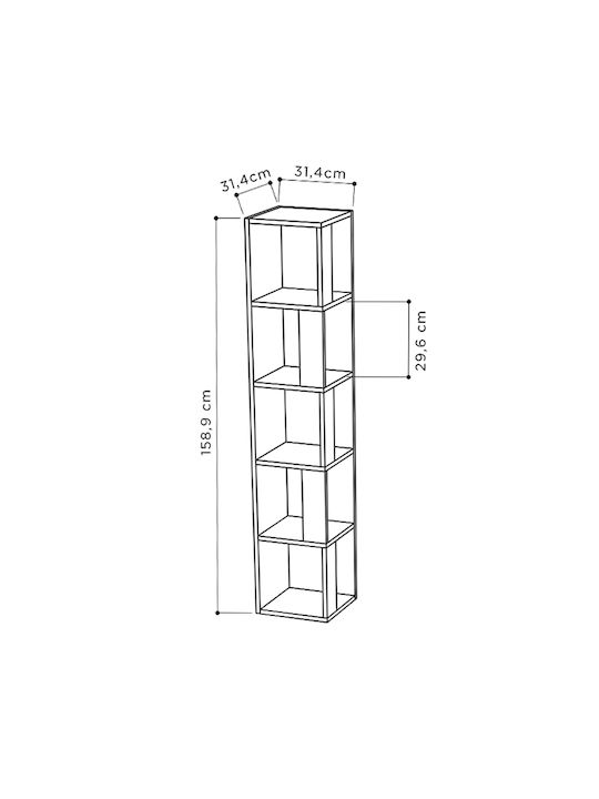 Corner Bookcase Piano Gray 31.4x31.4x158.9cm