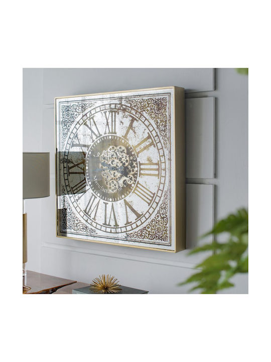 Artekko Vintage Αντικέ Ρολόι Τοίχου Μεταλλικό Χρυσό 11x11cm