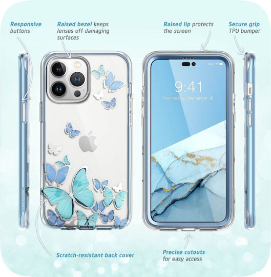 i-Blason Cosmo 360 Full Cover Σιλικόνης 2mm Σετ με Τζαμάκι Blue Fly (iPhone 14 Pro)