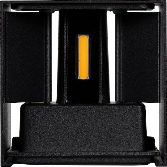 GloboStar Axis-S Επιτοίχια Εξωτερική Πλαφονιέρα LED IP65 10W με Θερμό Λευκό Φως Διπλής Δέσμης 10x10x10εκ.