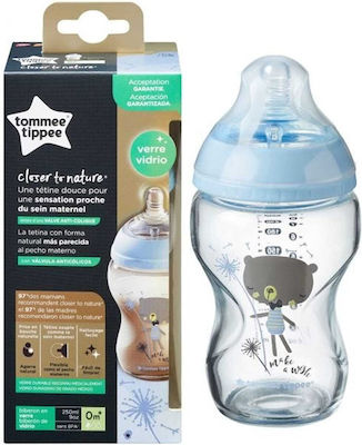 Tommee Tippee Glass Bottle Closer to Nature Anti-Colic with Silicone Nipple for 0+, 0+ m, months Light blue 250ml 1pcs