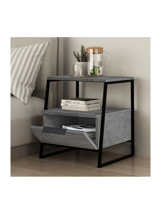 Bedside Table Pal Wooden Gray Retro 45x40x50cm