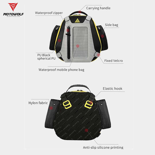 Motowolf Motorrad Tanktasche Tankschloss mit wasserdichter Handyhülle 10Es