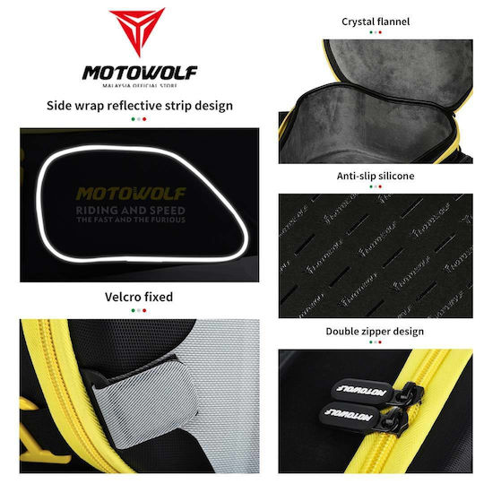 Motowolf Motorrad Tanktasche Tankschloss mit wasserdichter Handyhülle 10Es