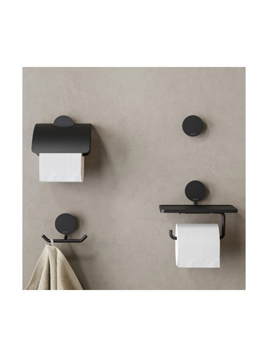 Geesa Opal Metallic Paper Holder Wall Mounted Black