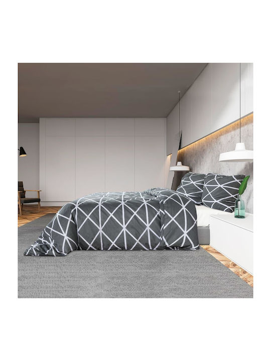 vidaXL Duvet Cover Set Cotton Queen with 2 Pillowcases 240x220 Grey
