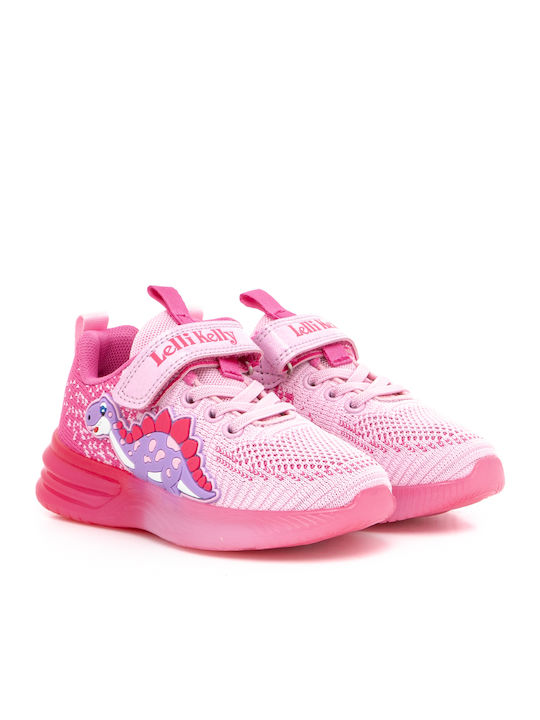 Dinosauretta Παιδικά Sneakers με Σκρατς & Φωτάκια Ροζ