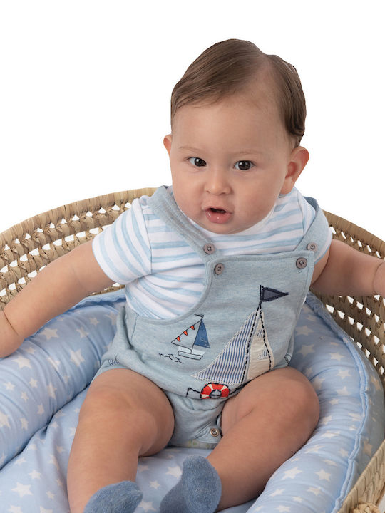 Energiers Baby Bodysuit Set Short-Sleeved with Pants Light Blue