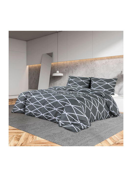 vidaXL Set Bettbezug Baumwolle Einzelbett mit Kissenbezug 155x220 Grey