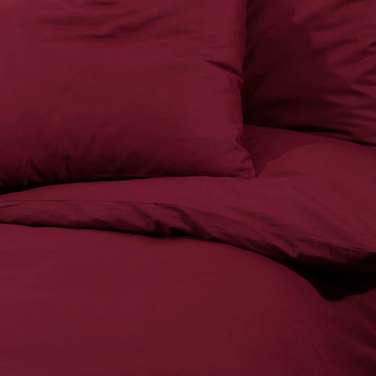 vidaXL Cotton Duvet Cover Set 140x200cm Single with Pillowcase Burgundy