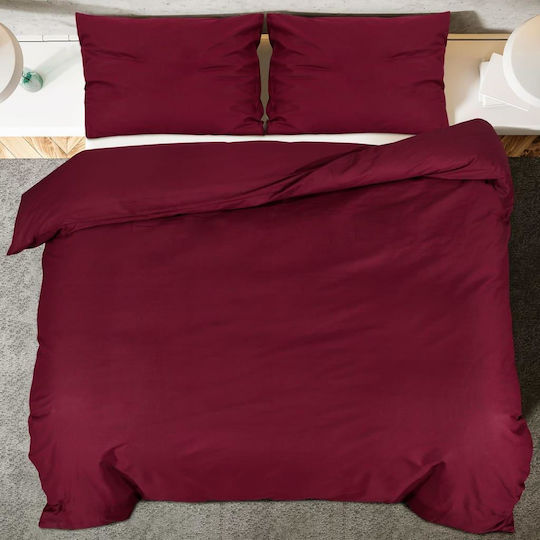 vidaXL Cotton Duvet Cover Set 140x200cm Single with Pillowcase Burgundy