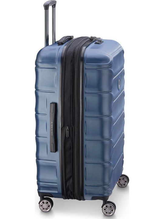 Delsey Meteor Large Hard Blue Travel Suitcase with 4 Wheels Height 78cm