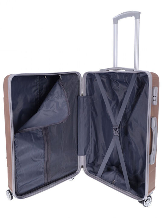 Ormi ESH312 Medium Travel Suitcase Hard Pink Gold with 4 Wheels Height 64cm