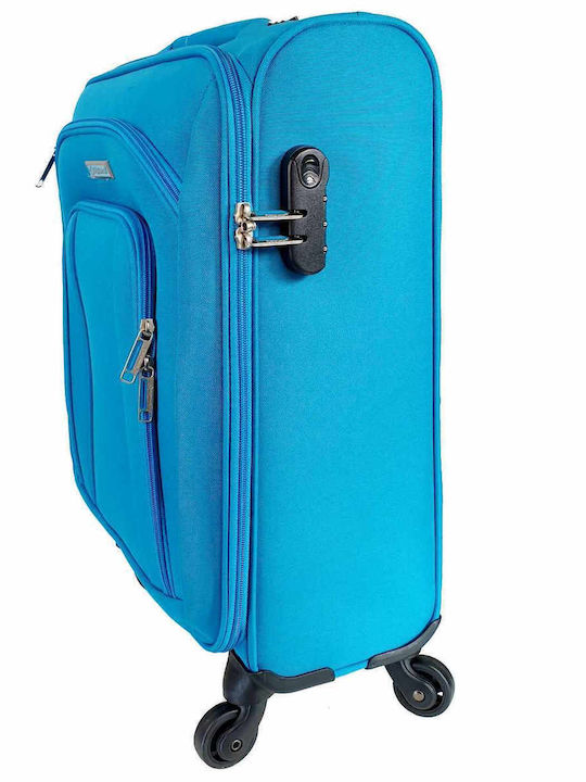 Diplomat Small The Quattre Collection Cabin Fabric Turquoise Suitcase With 4 Wheels Height 55cm