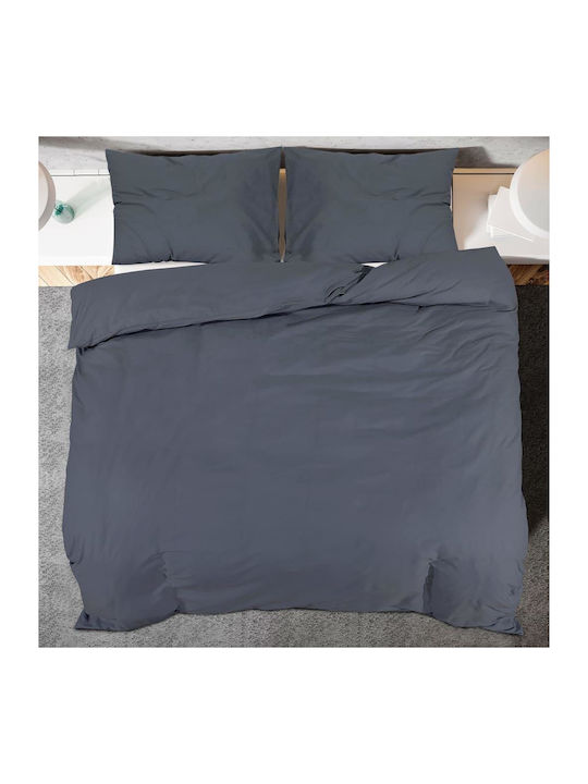 vidaXL Bettbezug-Set Doppelbett mit 2 Kissenbezügen 200x200 Charcoal