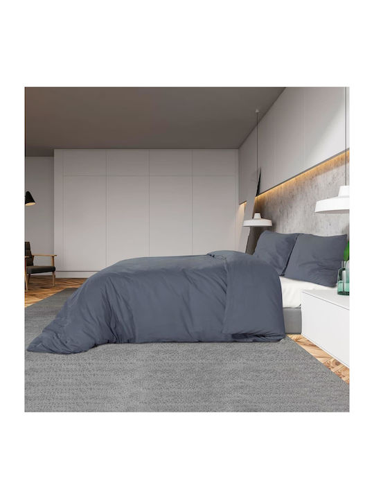 vidaXL Bettbezug-Set Doppelbett mit 2 Kissenbezügen 200x200 Charcoal
