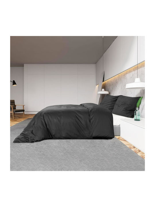 vidaXL Duvet Cover Set Queen with 2 Pillowcases 220x240 Black Velvet-Black Metal