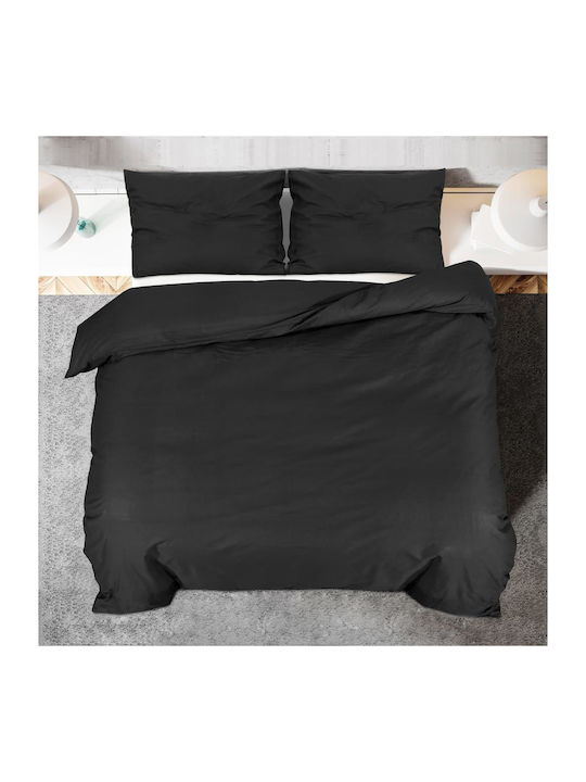 vidaXL Duvet Cover Set Queen with 2 Pillowcases 220x240 Black Velvet-Black Metal