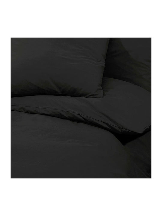 vidaXL Duvet Cover Set Single with Pillowcase 155x220 Black Velvet-Black Metal