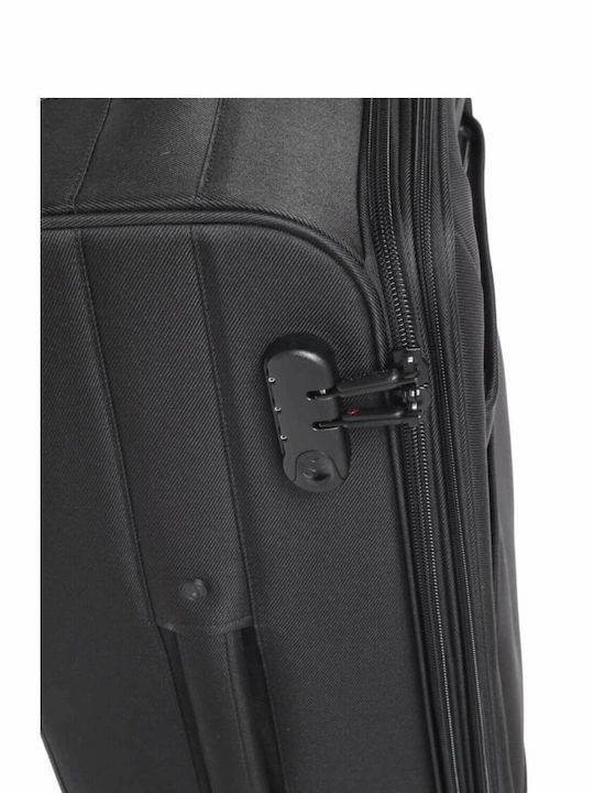 Diplomat Large The London Collection Large Fabric Black Suitcase With 2 Wheels Height 77cm