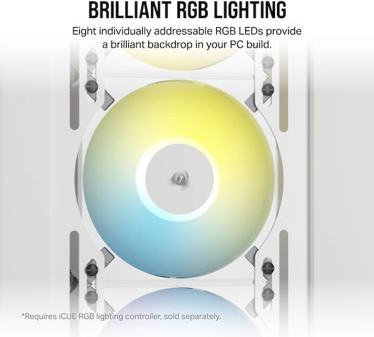 Corsair AF120 Elite Gehäuselüfter mit RGB Beleuchtung und Verbindung 4-Pin PWM 1Stück Weiß