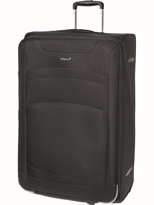Diplomat Large The London Collection Large Fabric Black Suitcase With 2 Wheels Height 77cm