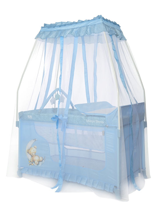 Lorelli Magic Sleep Laufstall 2 Ebenen mit Wickeltisch & Matratze Hellblau 127x68cm