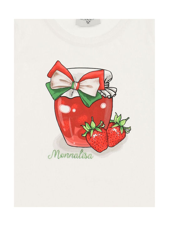 MONNALISA T-SHIRT WHITE WITH STRAWBERRIES 117630PI0099