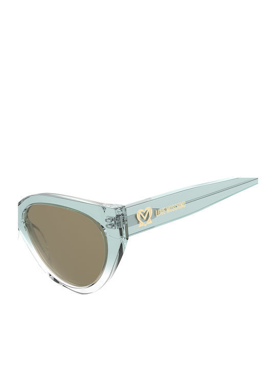 Moschino Damen Sonnenbrille mit Türkis Kunststoff Gestell und Braun Linse MOL064/S MVU/70