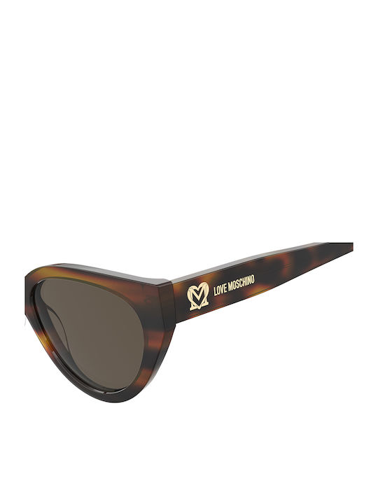 Moschino Women's Sunglasses with Brown Tartaruga Plastic Frame and Brown Lens MOL064/S 05L/70