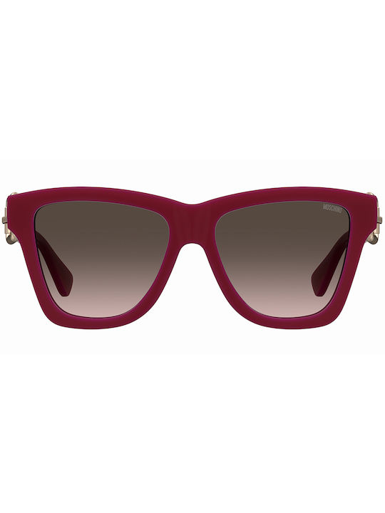 Moschino Women's Sunglasses with Burgundy Plastic Frame and Brown Gradient Lens MOS131/S C9A/HA