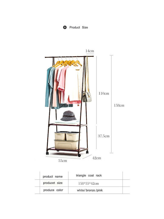 Next Wheeled Floor Garment Rack made of Metal Black 55x42x160cm