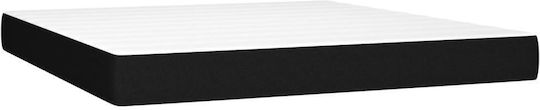 Bed Queen Upholstered with Fabric Black with Slats & Mattress 160x200cm