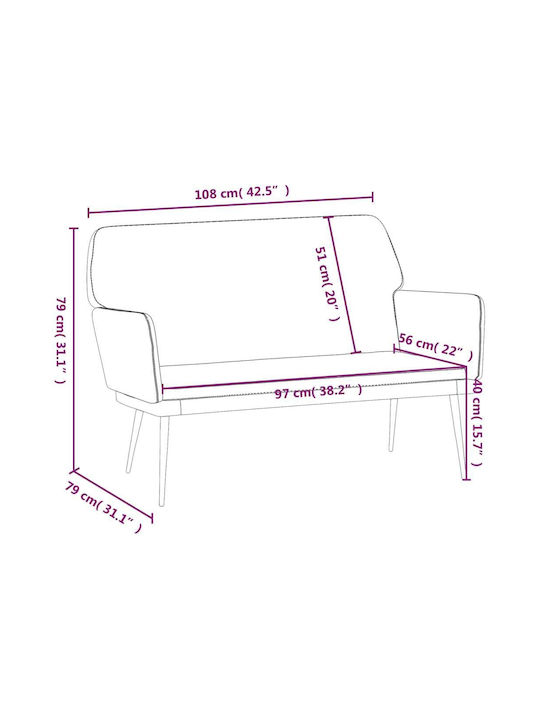 Canapea Cu Două Locuri Din Catifea Crem 108x79x79cm