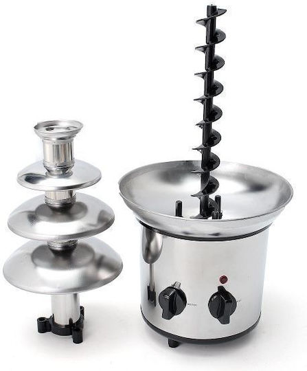 Silver Chocolate Fountain with 4 Flats Fondue 170W 21x21x45cm