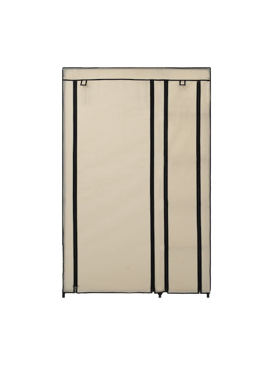 vidaXL Fabric Wardrobe with Zipper and Shelves in Beige Color 110x45x175cm