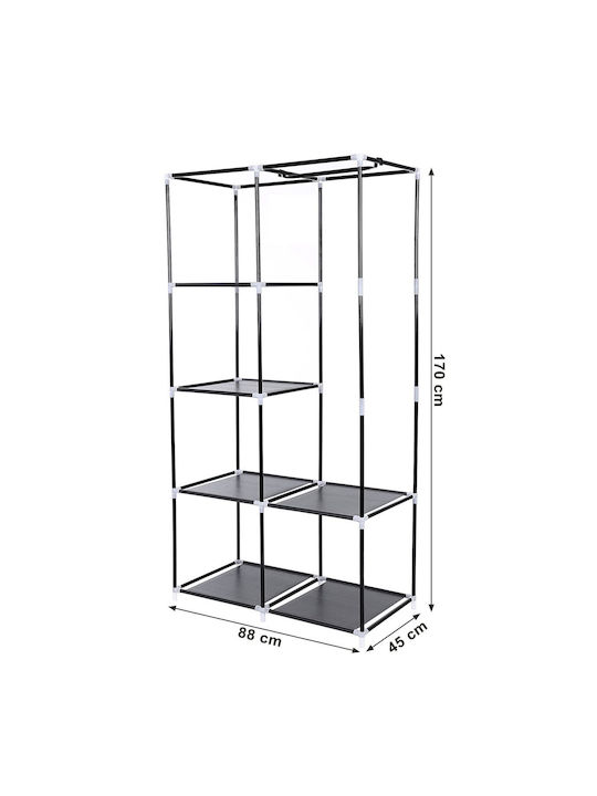 Songmics Fabric Wardrobe with Zipper and Shelves in Black Color 88x45x170cm