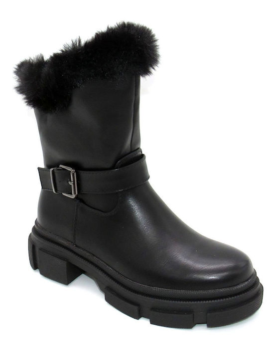 Lässige flache Damenstiefel TLP 8775-8 Schwarz