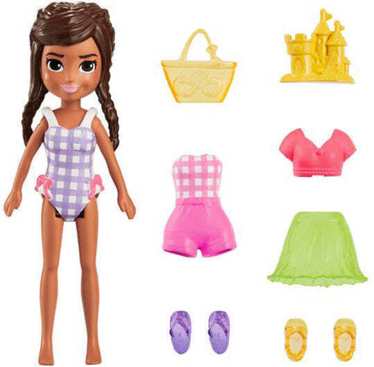 Mattel Миниатюрна играчка Polly Pocket Кукла за плажна мода за 4+ Години